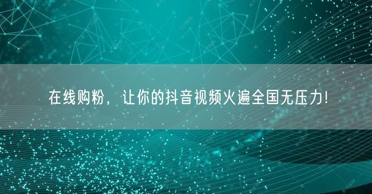在线购粉，让你的抖音视频火遍全国无压力！